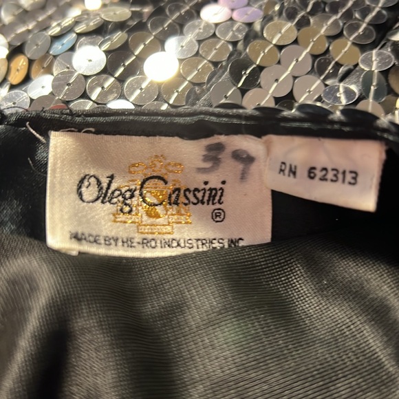 Oleg Cassini EUC Size 12 Vintage Silver Sequined 70s Disco Mini Dress (0470) - Picture 10 of 11